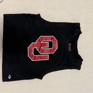 Champion Black Tank Top with Crimson OU Logo